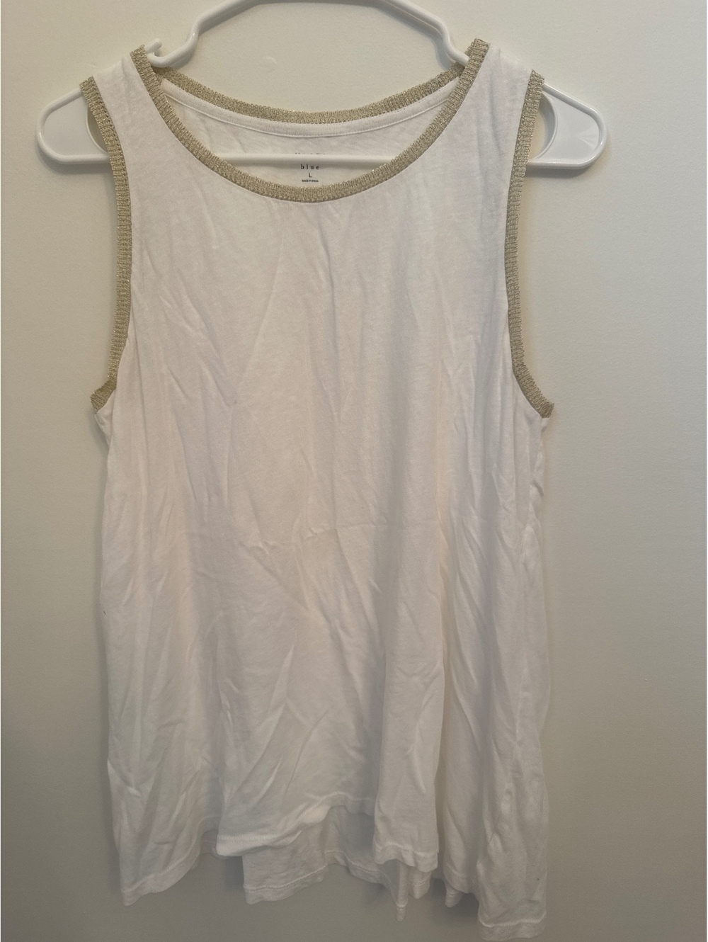 KAARI blue White Sleeveless Tank Top with Gold Trim Size L [COPY]